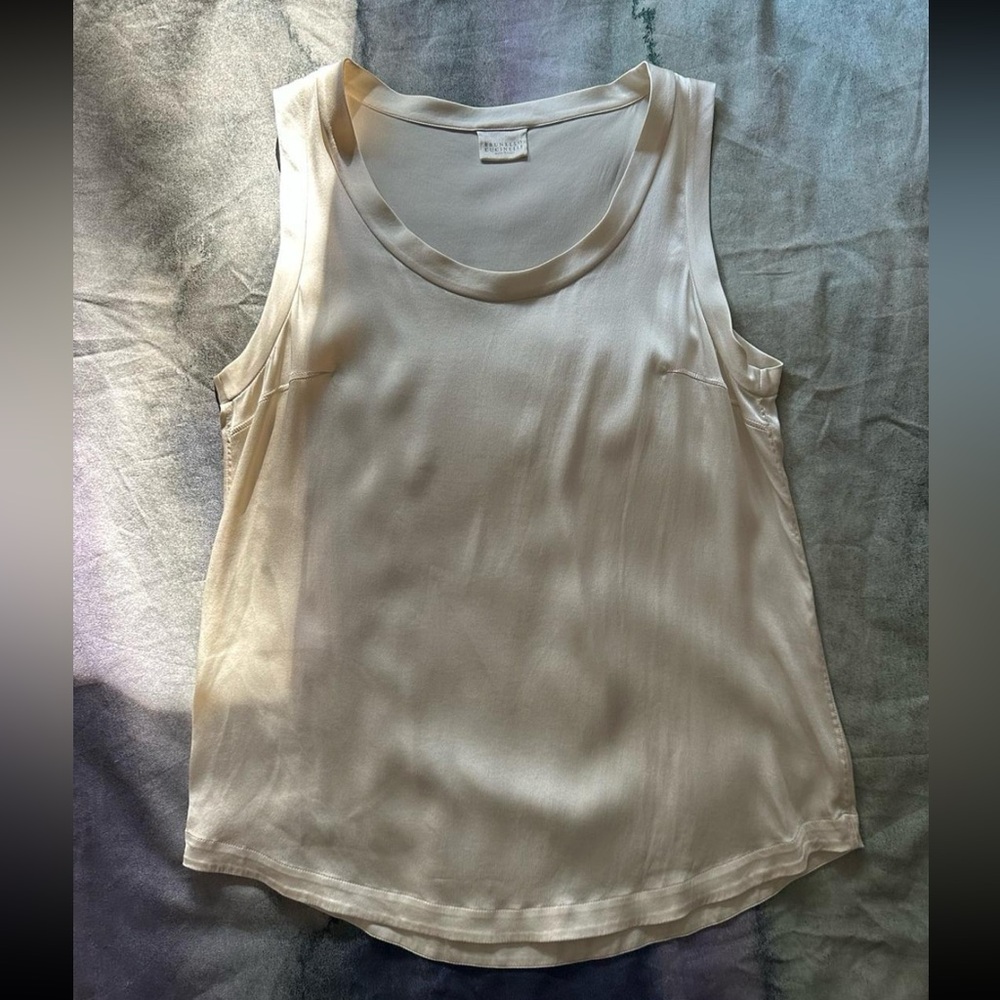 Brunello Cucinelli Cream Silk Tank Top